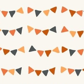 Halloween autumn bunting retro party scalloped triangles orange on cream