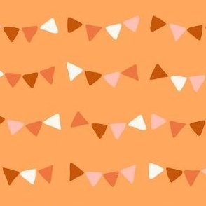 Halloween autumn bunting retro party scalloped triangles orange and pink