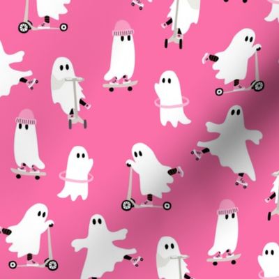 Cool Skate Board Ghosts Bright PINK - 2 inch
