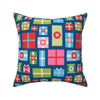 Christmas gifts -Multi-color on blue