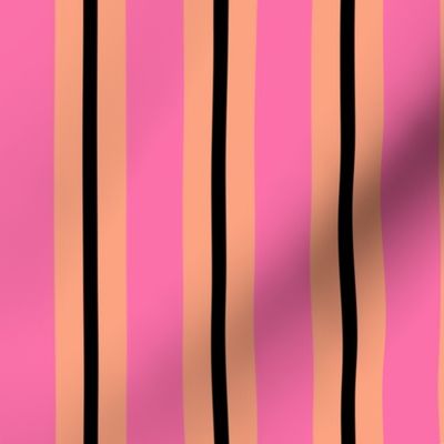 Bright Pink Orange Black Halloween Stripe - 1  inch