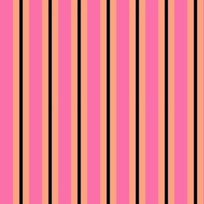 Bright Pink Orange Black Halloween Stripe - 1/2  inch
