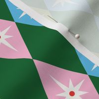 Retro Harlequin - Green, Pink, and Blue
