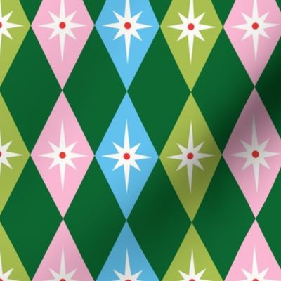 Retro Harlequin - Green, Pink, and Blue