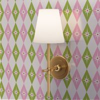 Retro Harlequin - Pink and Green