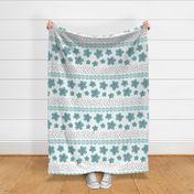 Teal flowers with dots