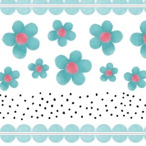 Teal flowers with dots