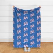 simple fierce tiger / bright blue and pink / large