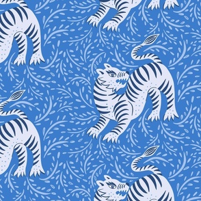 simple fierce tiger / shades of blue / large