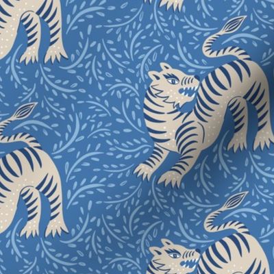 simple fierce tiger / blue and parchment / medium