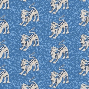 simple fierce tiger / blue and parchment / medium