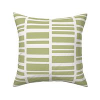 Irregular bars in columns in columns olive green on white background - large scale for bedding and home decor