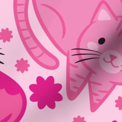 (L) Cute pink kittens and flowers 