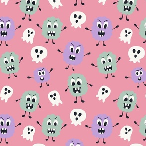 monster, ghost, halloween, pink, spooky