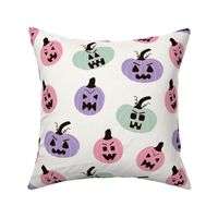halloween, pumpkin, jack o lantern, spooky, pastel, pink, purple, green