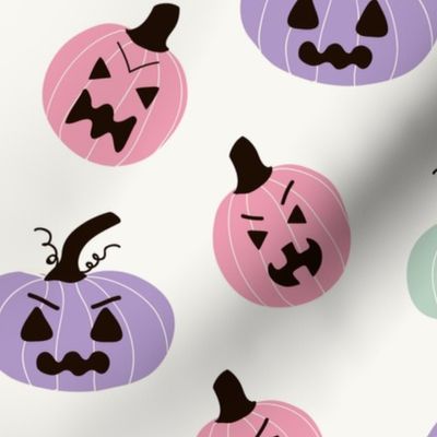 halloween, pumpkin, jack o lantern, spooky, pastel, pink, purple, green