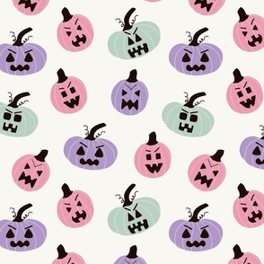 halloween, pumpkin, jack o lantern, spooky, pastel, pink, purple, green