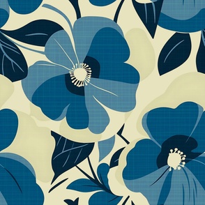 Scandi Floral Textured Blue 26