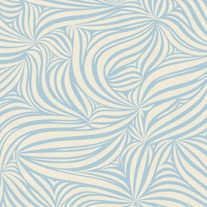 Decorative Abstraction - Wavy Texture in Baby Blue and Cream Shades / Large