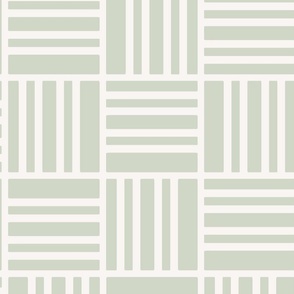 Bars inside checks soft sage green - minimal geometric checkerboard - large scale for bedding and home decor