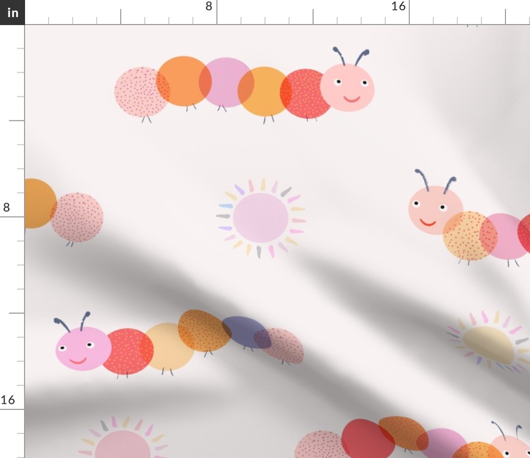 Happy  caterpillars and suns - large scale
