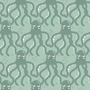 octopus in sea green large