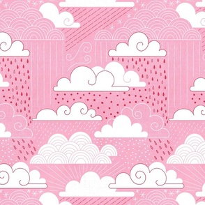 Art Deco Pink Showers - Medium Scale