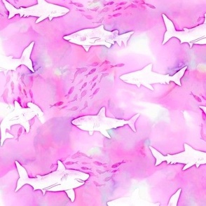 Sharks in a Pink Tie dye Ocean