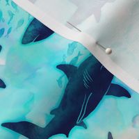 Indigo Sharks in a Tie dye Ocean