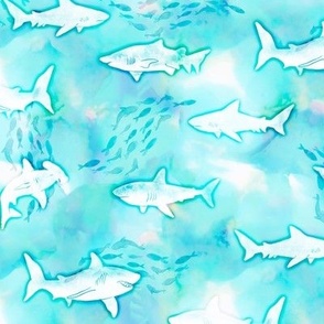 Sharks in a Tie dye Ocean