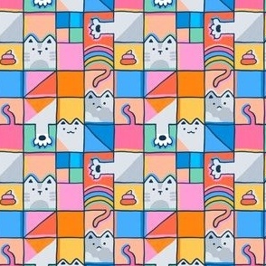 Cute kitty cat color blocks