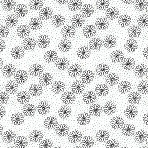 Little sprinkles daisy garden boho spring daisies in trend colors dark winter white green spots Tiny 