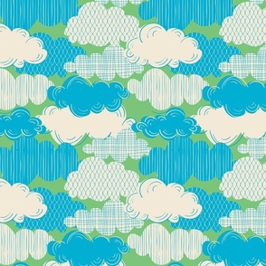Kids fantasia clouds Blue Green small size