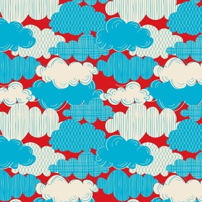 Kids Fantasia Clouds blue red small size