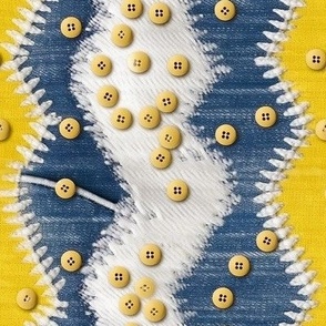 Vertical Zigzag Yellow and White with Buttons
