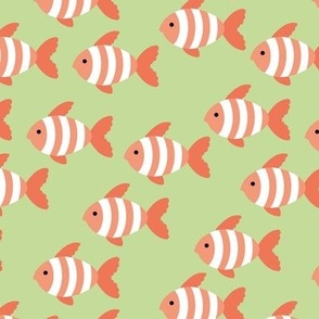 Little adorable clownfish - cutesy sea life summer fishes design for kids orange on lime green