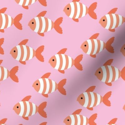 Little adorable clownfish - cutesy sea life summer fishes design for kids orange on pink