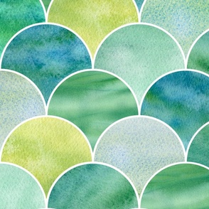 Tween Spirit Geometric Scales Watercolour greens gender neutral jumbo scale 24 inch