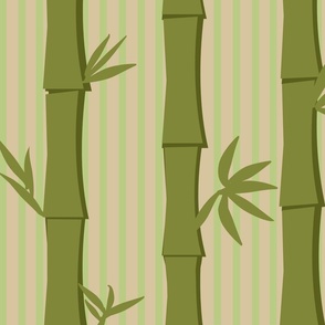 tropical Lounge bamboo forest grove stripes - green - large