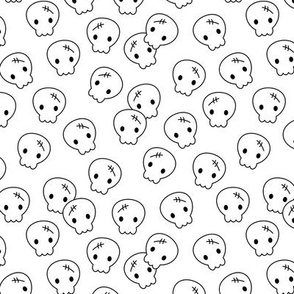 Little cutesy halloween skulls - adorable mexican themed dia de los muertos kawaii kids design monochrome black and white