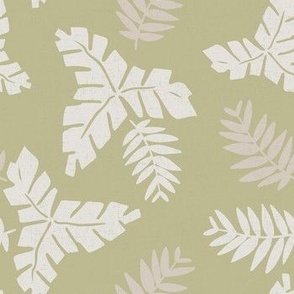 Jungle Frond, Green and Khaki 