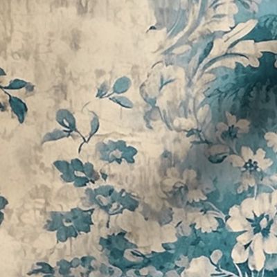 Adeline's Chérie Damask Floral – French Blue – Wallpaper