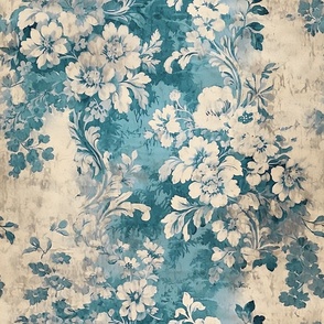 Adeline's Chérie Damask Floral – French Blue – Wallpaper