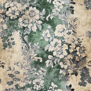 Adeline's Chérie Damask Floral – Green – Wallpaper 