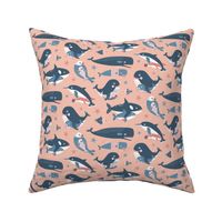 (S) Underwater sea animal nursery pink