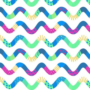 cute and colorful little wavy lines on white - medium scale