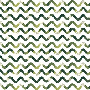 cute green little wavy lines on white - small scale