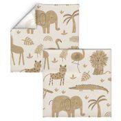 neutral watercolor safari animals - xl