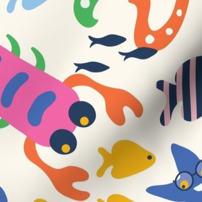 Cute and happy underwater world for kids - baby room and nursery | vibrant and multicolor | jumbo scale ©designsbyroochita