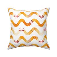 cute yellow. orange, red little wavy lines on white - medium scale